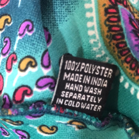 Fun Flowy Soft Silky Racerback assymetric paisley tank top Large summer beach - Picture 6 of 9